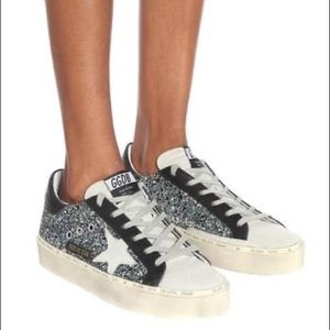 Golden Goose Black/Blue Glitter Hi Star Sneakers